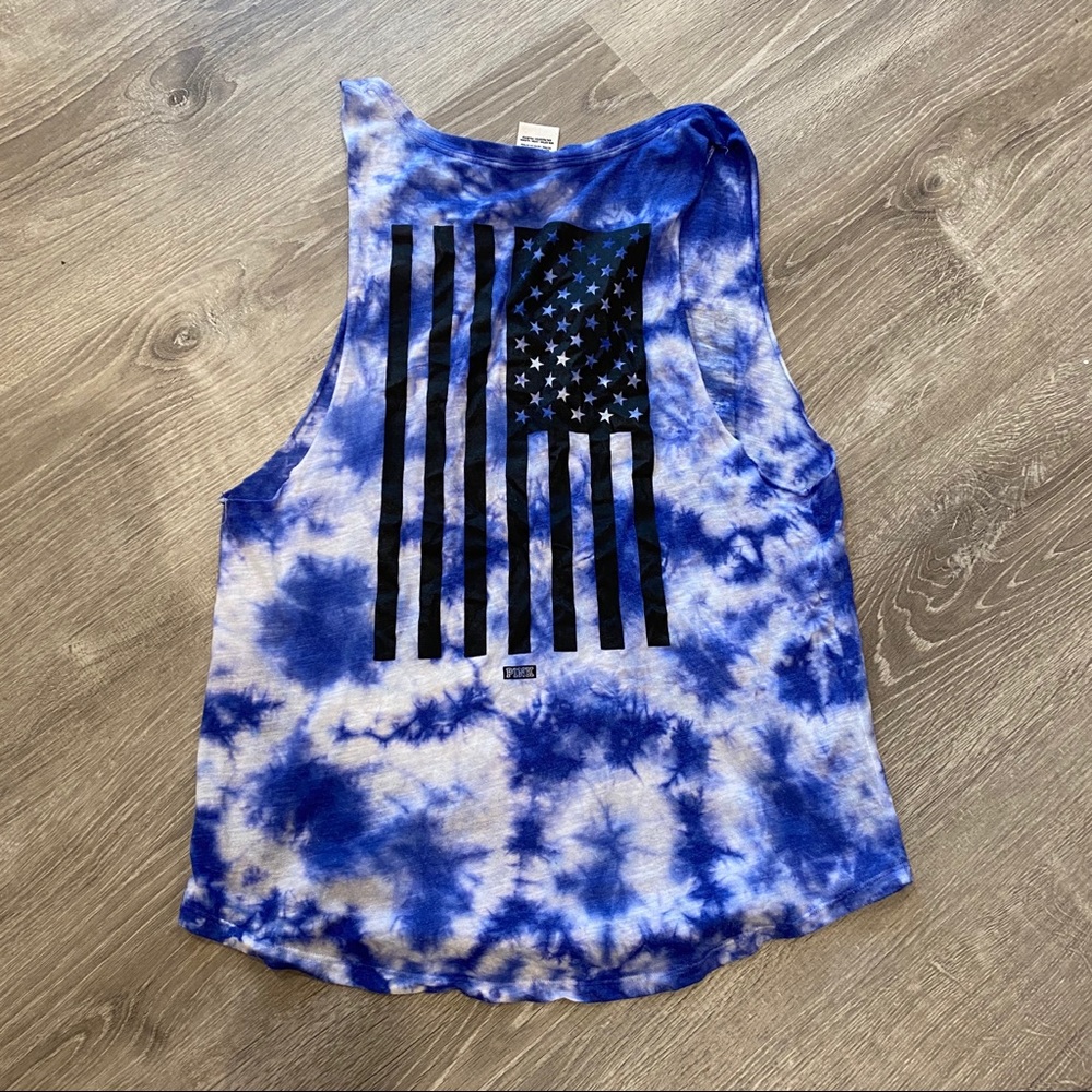 PINK US flag tank top S